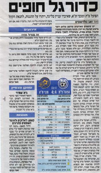 סיקור המשחק מתוך ידיעות אחרונות.