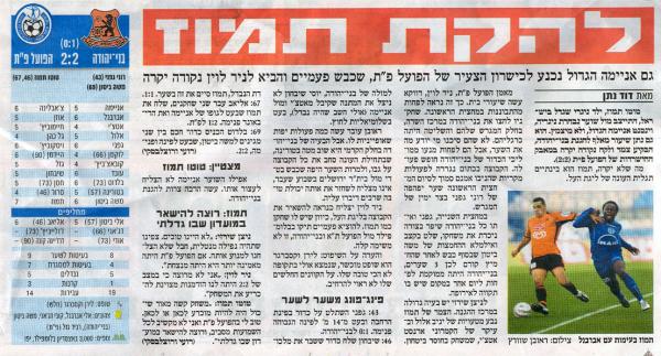 סיקור המשחק מתוך ידיעות אחרונות.