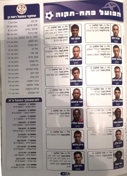 מתוך תוכניית המשחק - סגל שחקני הפועל פ"ת לעונת 2007/08, חלק שני