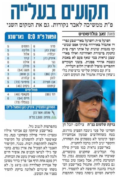 סיקור המשחק בידיעות אחרונות