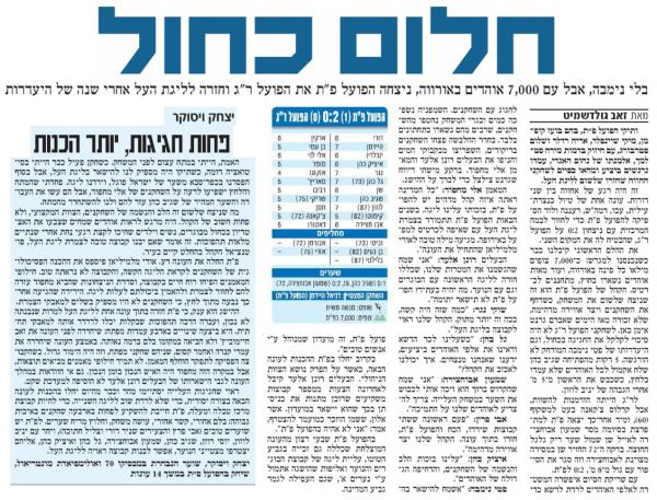 סיקור המשחק בידיעות אחרונות