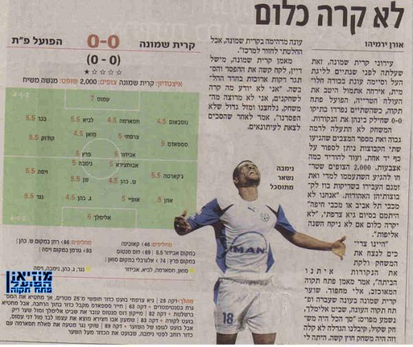 סיקור המשחק מתוך עיתון הארץ.