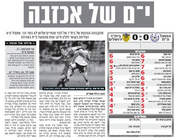 סיקור המשחק בידיעות אחרונות