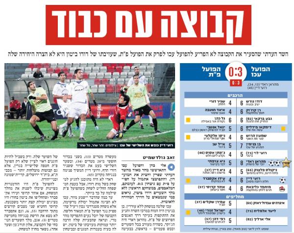 סיקור המשחק בידיעות אחרונות