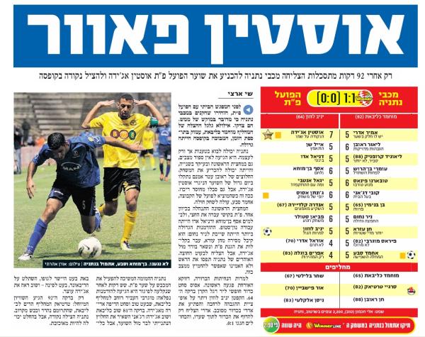 סיקור המשחק בידיעות אחרונות
