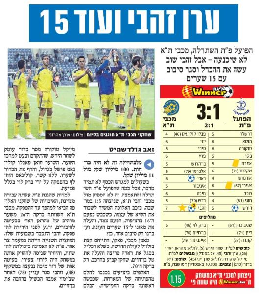 סיקור המשחק בידיעות אחרונות