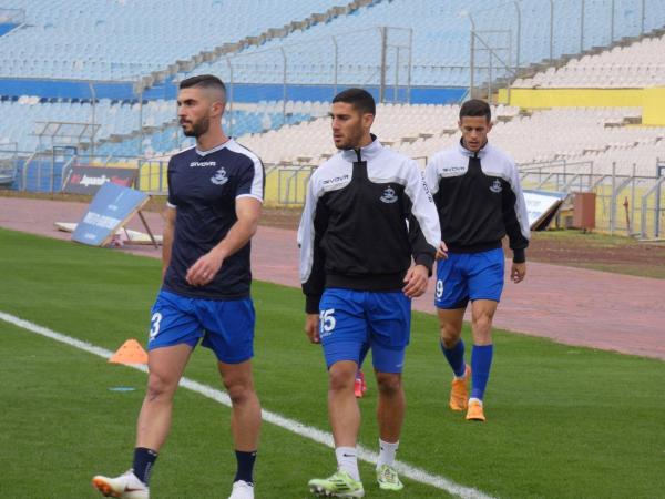 2018/19 - מחזור 17 - הפועל רמת-גן (2:1) - שי מושל, גל לוי וקובי מור לקראת פתיחת המשחק באיצטדיון ר"ג