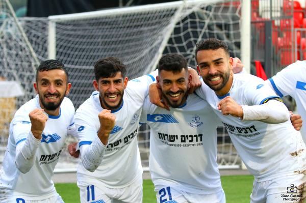 רם לוי, רועי זיקרי, אביב סלם ומוחמד באדיר חוגגים