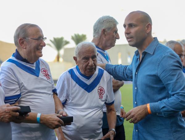 אבי יחיאל וראובן יפת בטקס לציון 60 שנים לאליפות האחרונה ב-1963